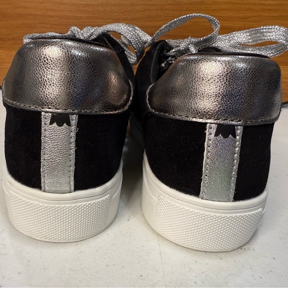 Birdies NWOT Black Tweed & Suede Sneakers Silver Trim Size 7.5 - Picture 4 of 9
